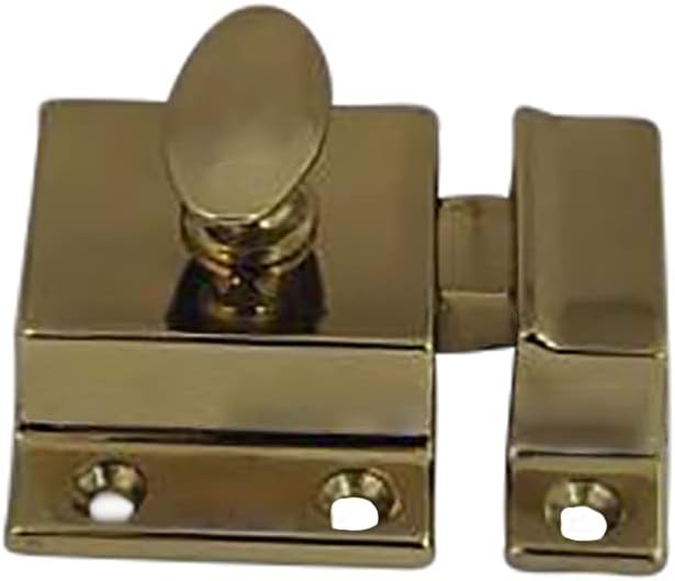 QCAA Traditional Large Oval Turn Cabinet Latch, Solid Brass, 2", for Cupboard & Other Furniture