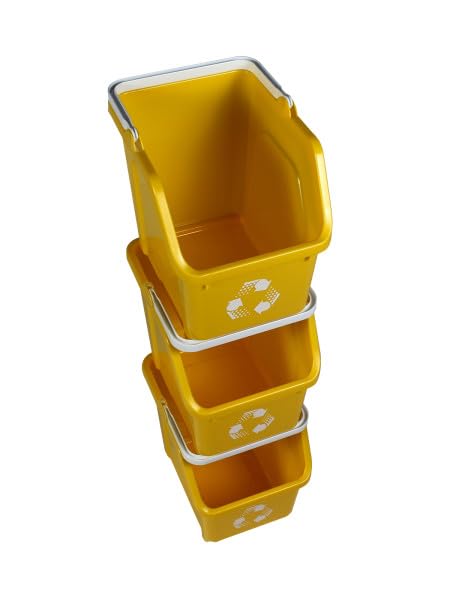 6 Gallon Stackable Recycling Bins for Homes, Garages, Offices Made of 100% Recycled Plastic