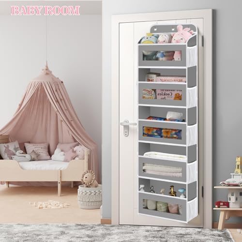 Over The Door Organizer, 5 Shelves Closet Door Hanging Organizer with 10 Mesh Pockets, Nursery