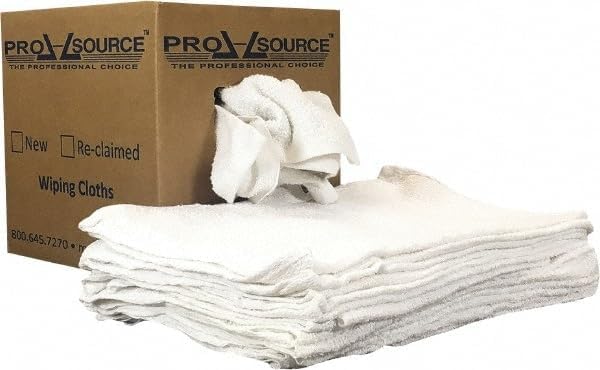 PRO SOURCE Low-Lint Virgin White 100% Cotton Terry Cloth Bar Mop Shop Towels, Absorbent & Washable: