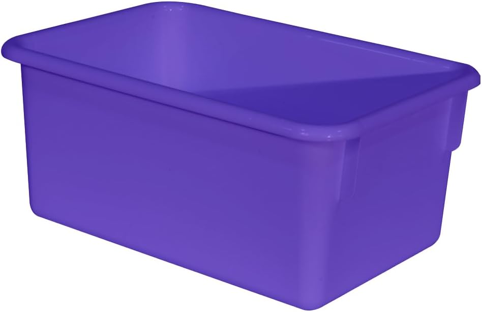 Wood Designs Cubby Storage Bin, Heavy Duty Plastic Containers for Kids Purple Cubby Tray Set of 30
