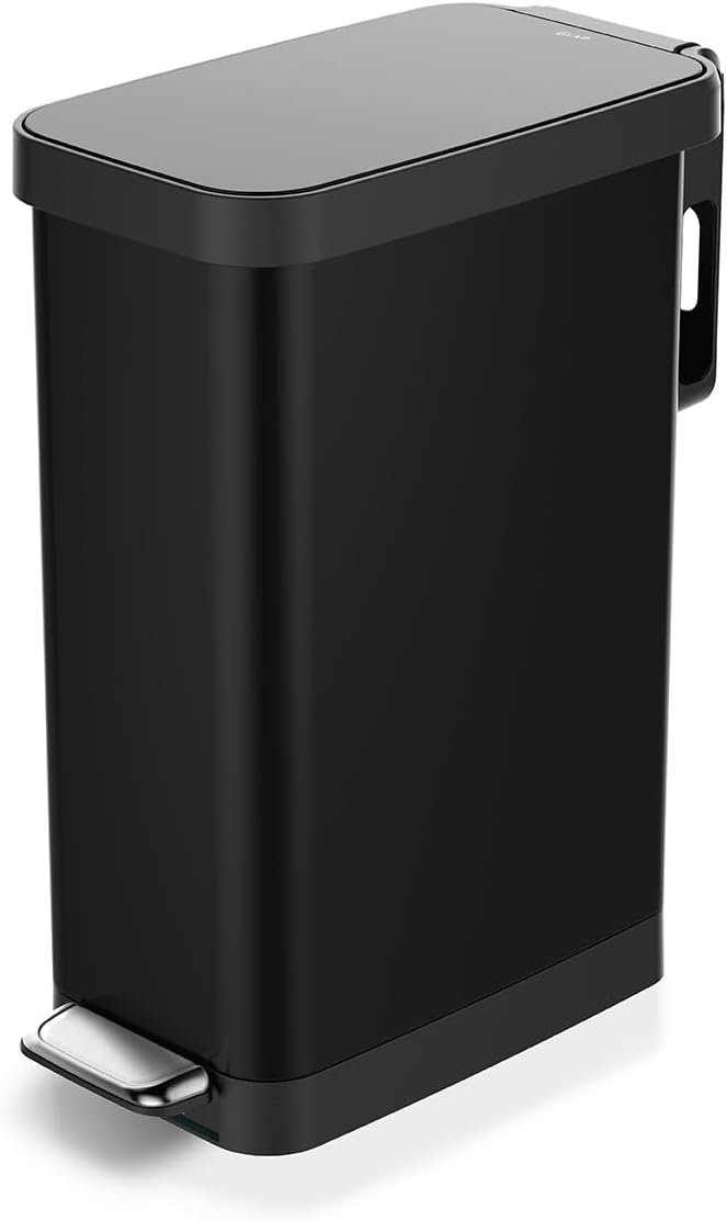 Glad Slim Trash Can with Clorox Odor Protection - Narrow Kitchen Garbage Bin with Soft Close Lid