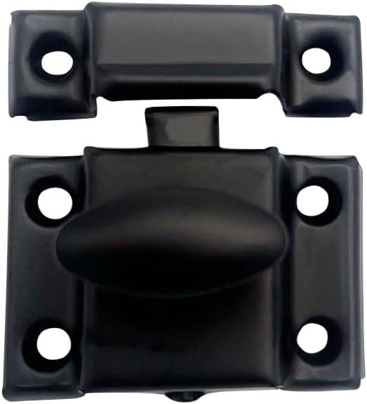 QCAA Oval Turn Cabinet Latch, for Cupboard & Other Furniture, Small, Matte Black, 1 Pack, Made in