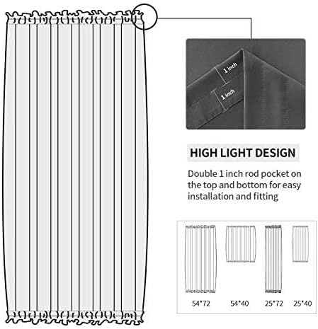 DWCN French Door Curtains – Rod Pocket Thermal Blackout Curtain for Doors with Glass Window
