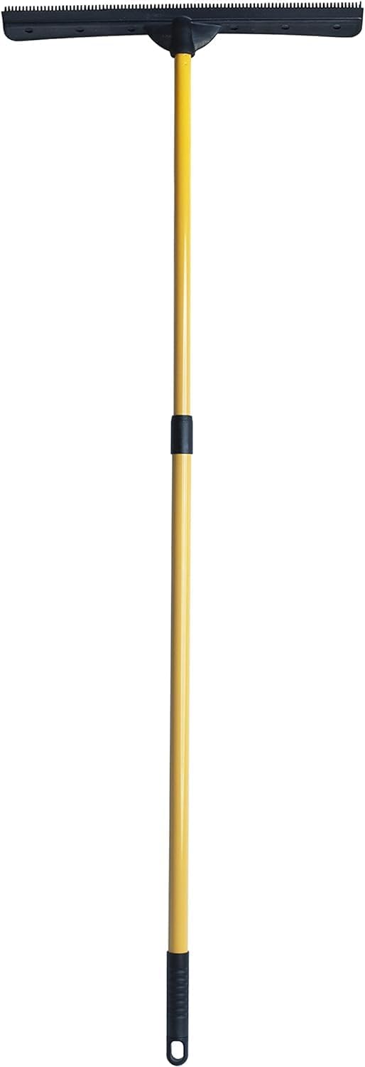 FURemover PRO Pet Hair Rubber Broom with Squeegee, 58” Telescopic Handle for Carpet, Tile and