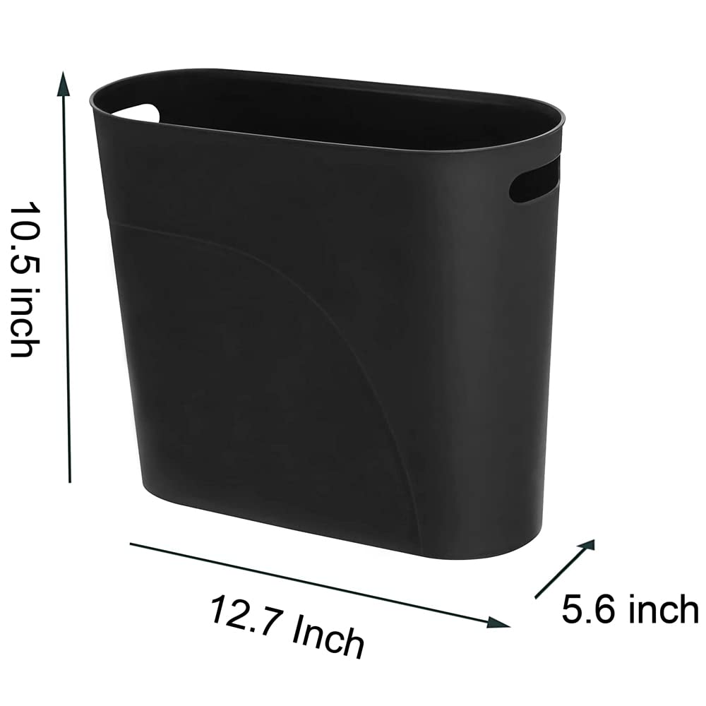 Small Trash Can Plastic Bathroom Wastebasket 3.2 Gallon Slim Garbage Container Bin with Handle for