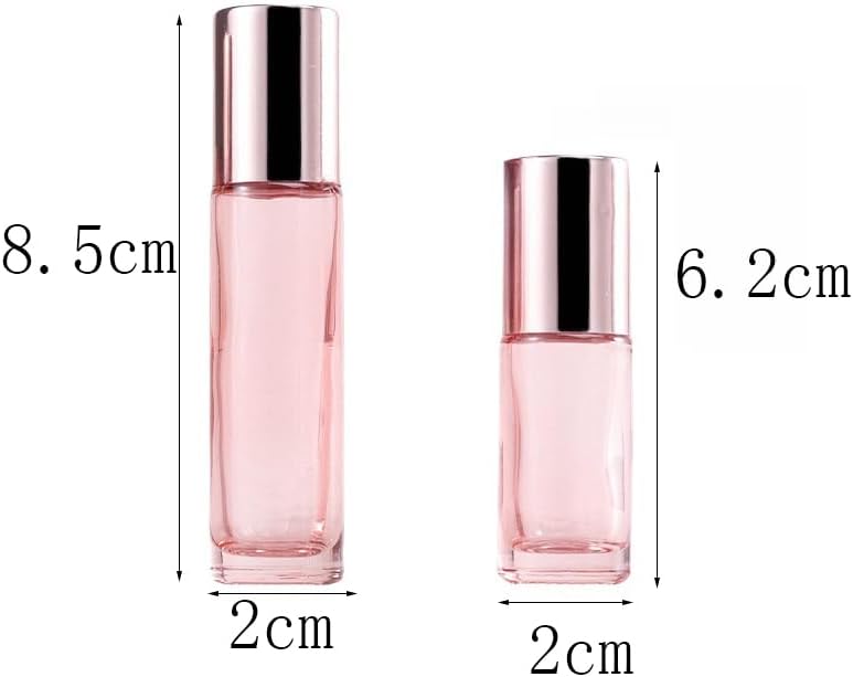 10 Pack Glass Essential Oil Roller Bottle,10ml Pink GlassRoller Bottles with Stainless Steel Roller