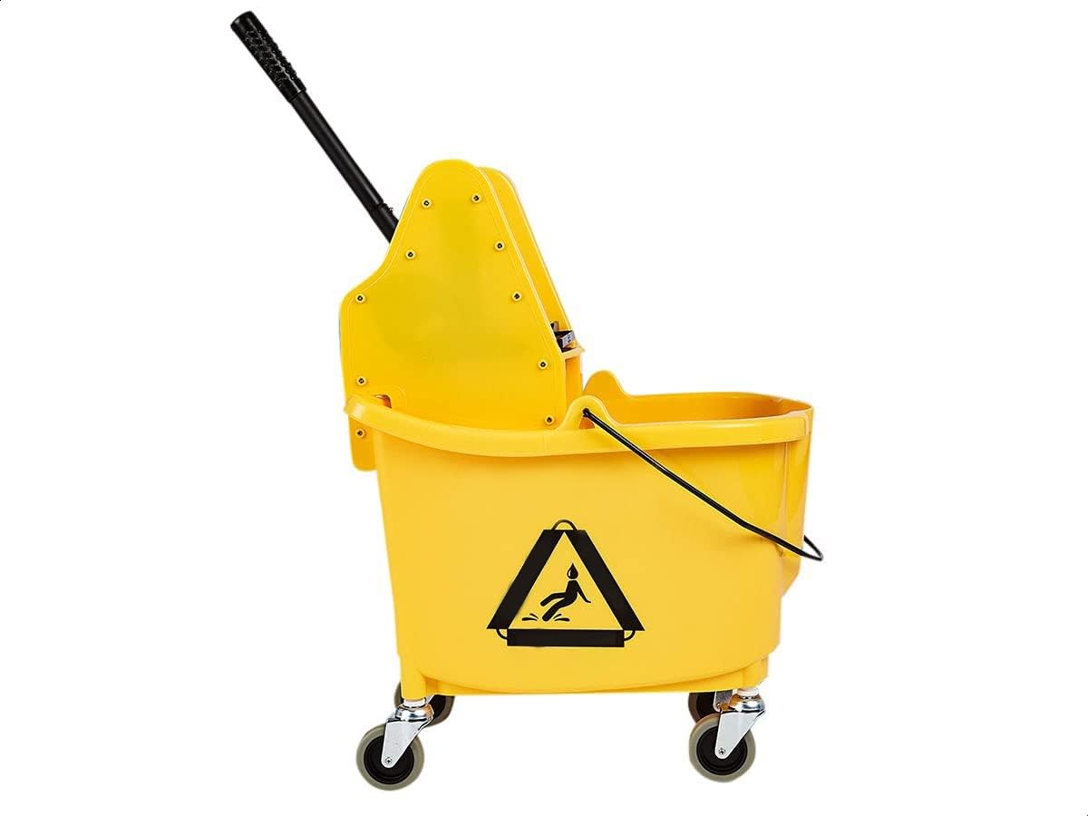 Amazon Basics Rectangular Floor Cleaning Mop Bucket with Sturdy Down Press Wringer Combo, 35-Quart