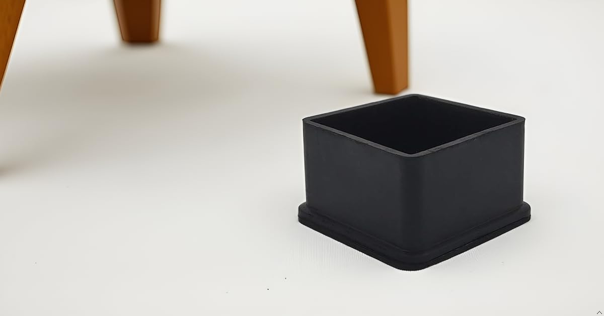 Flyshop Heavy Duty Non-Slip Rubber Leg Tips Floor Protectors Square Chair Leg Caps 50 x 50 mm, 2" x