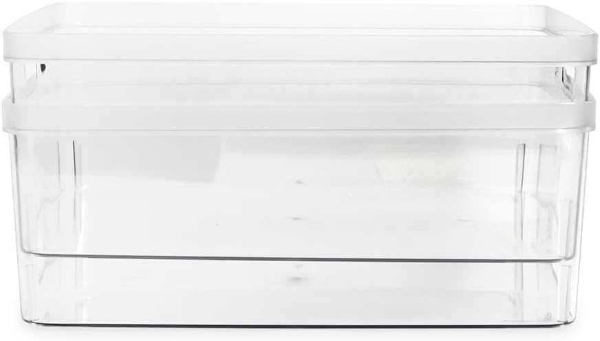 Isaac Jacobs 2-Pack Large Clear Storage Bins (11.5” L x 14” W x 5.5” H) w/Cutout Handles, Plastic