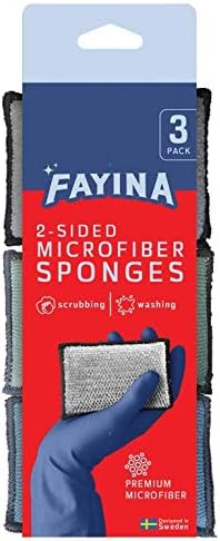 2-Sided Premium Microfiber Dish Sponge and Scrubber 3 Pack Variety - Heavy Duty Scouring
