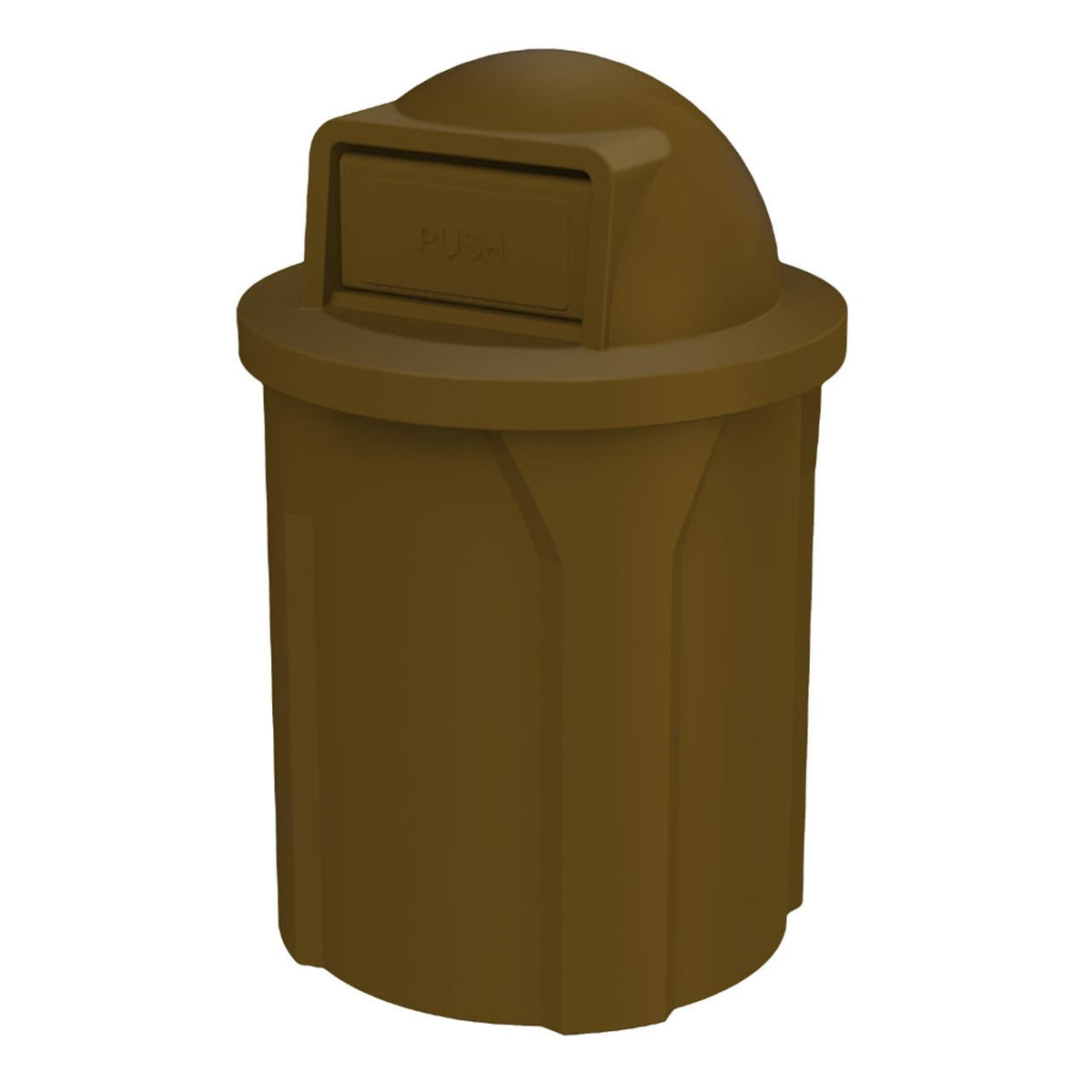 42 Gallon Round 100% Recycled Plastic Heavy-Duty Commercial Outdoor and Indoor Trash Can with Push