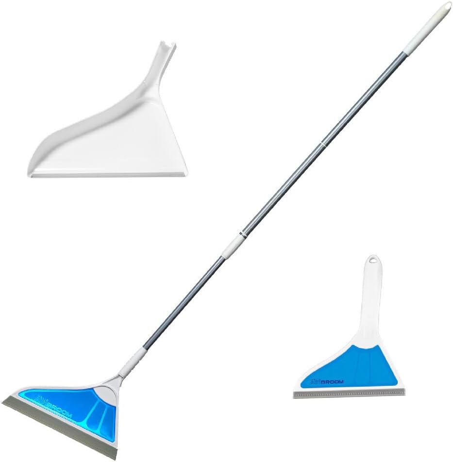 Helio Air Broom 3 Piece Kit All Surface Sweeper and Squeegee for Wet and Dry Cleaning Dust, Dirt