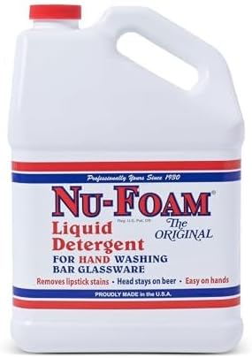 Nu-Foam Liquid Detergent for Bar Glassware - Original Streak-Free Solution - Hand Washing Bar