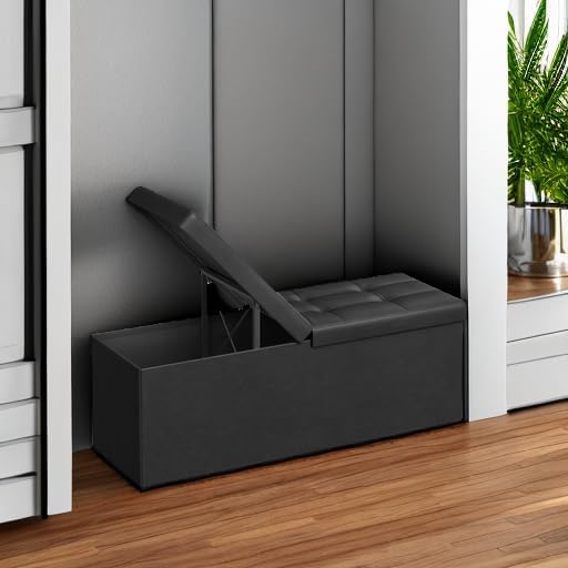 SONGMICS MAZIE Collection - 43 Inches Storage Ottoman Bench with Flipping Lid, Storage Chest with