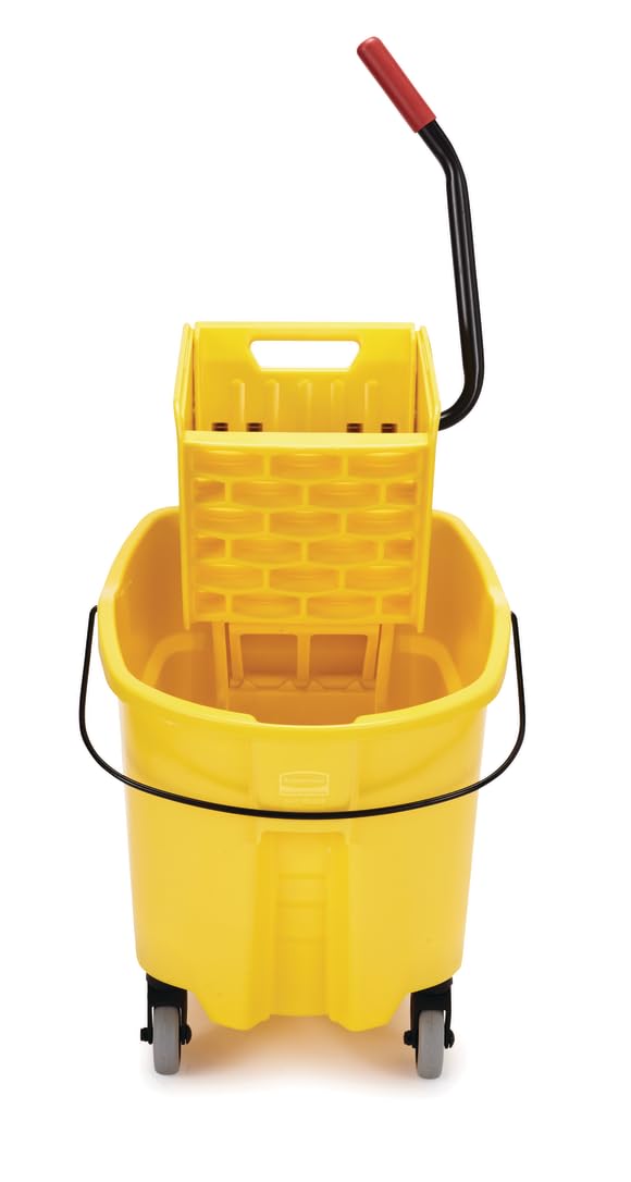 Rubbermaid Commercial Products WaveBrake 35 Qt. Side-Press Mop Bucket and Wringer Combo on Wheels