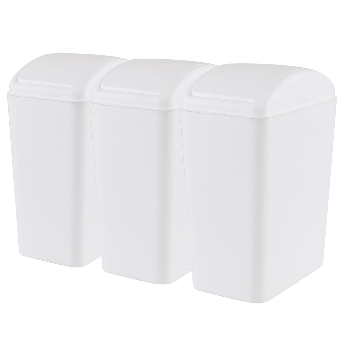 4.5 Gallon Plastic Swing Top Garbage Can, Swing Lid Trash Bins, White, 3-Pack