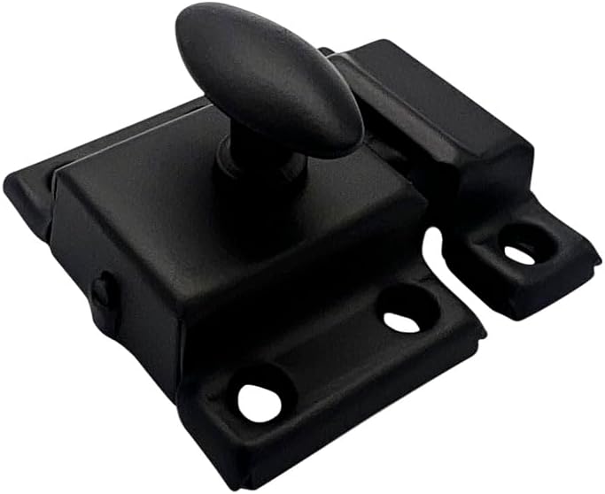 QCAA Oval Turn Cabinet Latch, for Cupboard & Other Furniture, Small, Matte Black, 1 Pack, Made in