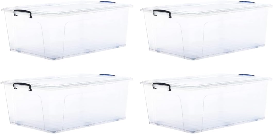 Superio Storage Bins with Lids, Clear Plastic Containers for Organizing, Stackable Totes, BPA Free