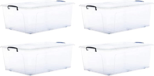 Superio Storage Bins with Lids, Clear Plastic Containers for Organizing, Stackable Totes, BPA Free