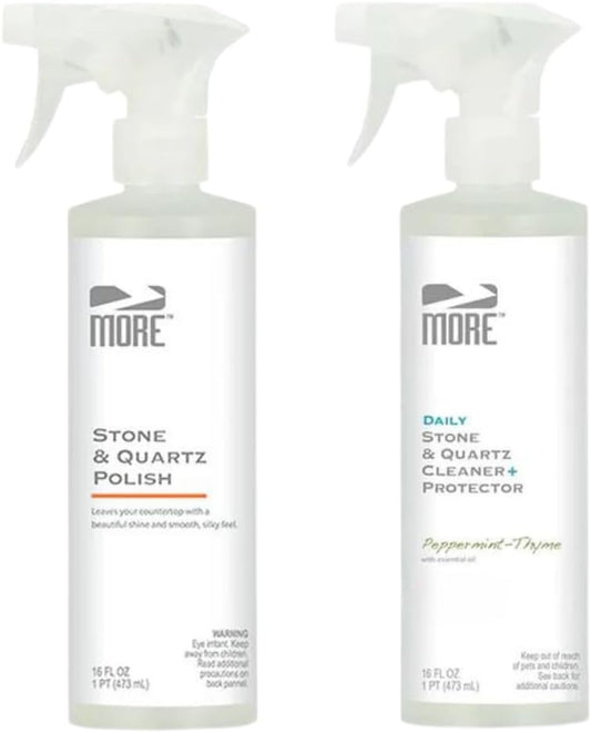 MORE - Twin Pack - Includes Stone & Quartz Cleaner + Polish - Granite, Quartz & Marble Cleaner &
