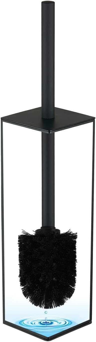 Matte Black Square Stainless Steel Toilet Brush with Holder, 304 Modern Toilet Brush Set – Rust