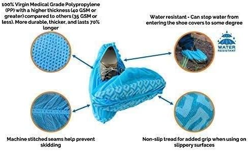 CleanPro® Disposable Polypropylene Shoe Covers with Anti-skid Treads, Blue, 2X-Large, 300 Count