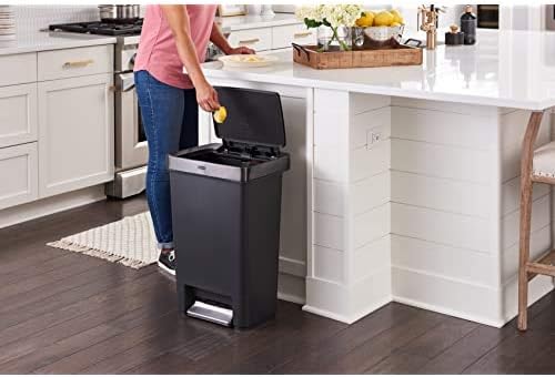 Rubbermaid Premier Series III Step-On Trash Can for Home and Kitchen, with Stainless Steel Rim