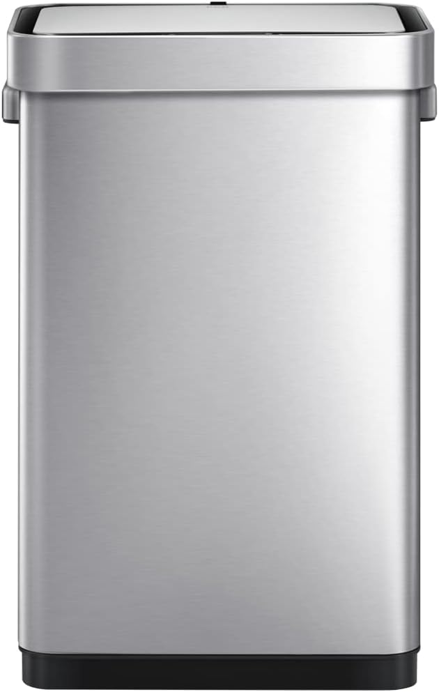 EKO Deluxe Mirage-T 50 Liter / 13.2 Gallon Touchless Rectangular Motion Sensor Trash Can, Matte