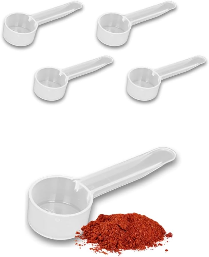 4 Pack – 1 Tablespoon Plastic Measuring Scoop – 14.8 cc / 14.8 ml / ½ oz. – Long Handled Scoop for