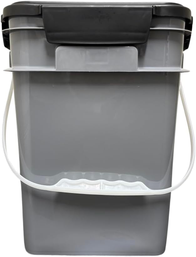 House Naturals 4 Gallon Square Food Grade Bucket Pail with Plastic Handles and Lid (Pack of 3) Made