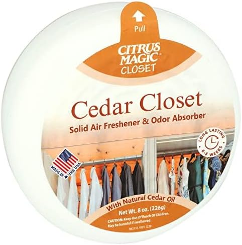 Citrus Magic For Closets Odor Absorbing Solid Air Freshener, Cedar Closet, 8-Ounce, Pack of 1