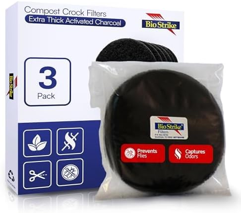 BioStrike Activated Carbon Filter Discs for Kitchen Compost Bin - Odor-Absorbing Charcoal for