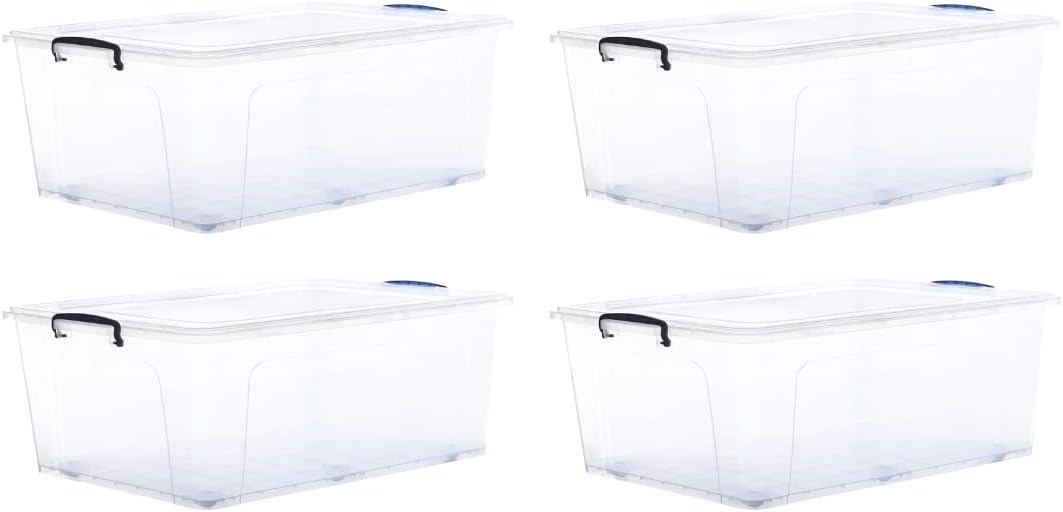 Superio Storage Bins with Lids, Clear Plastic Containers for Organizing, Stackable Totes, BPA Free