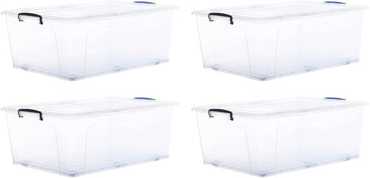 Superio Storage Bins with Lids, Clear Plastic Containers for Organizing, Stackable Totes, BPA Free