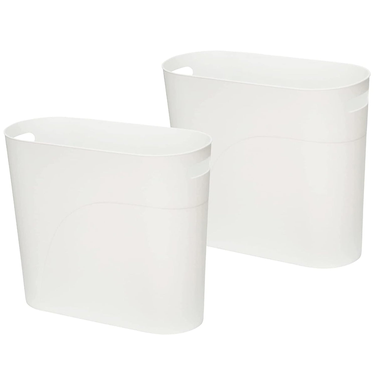 Small Trash Can Plastic Bathroom Wastebasket 3.2 Gallon Slim Garbage Container Bin with Handle for