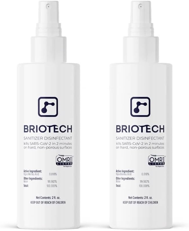 BRIOTECH Sanitizer Disinfectant Hypochlorous Spray, Kill 99.99% of Viruses & Bacteria, Control