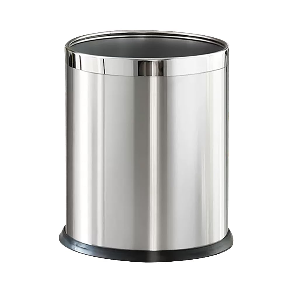 2.6Gallon/10L，Stainless Steel Bathroom Trash Can,Chrome Trash Can,Silver Garbage Can for