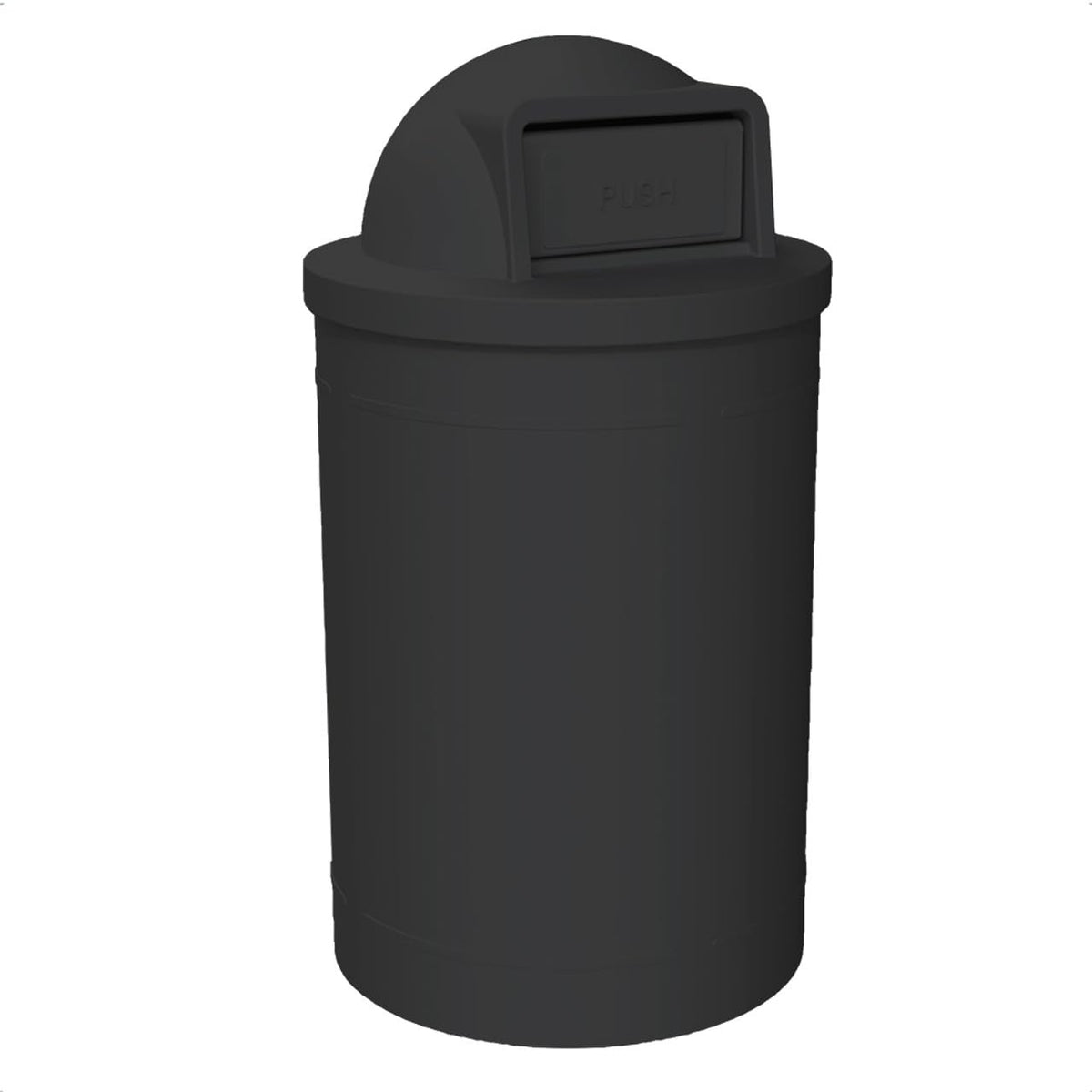 55 Gallon Circle 100% Recycled Plastic Heavy Duty Outdoor Trash Can with Push Open Dome Lid and
