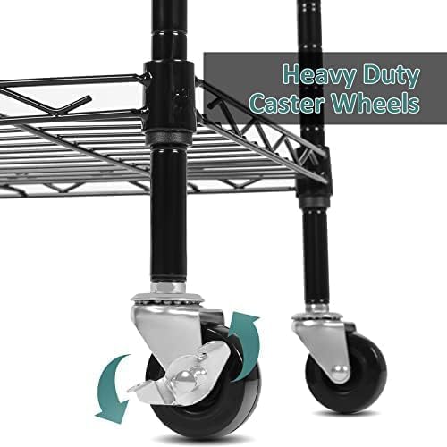 Himimi 6-Tier Storage Shelf Units, Adjustable Wire Shelving with Wheels, Metal Shelves with
