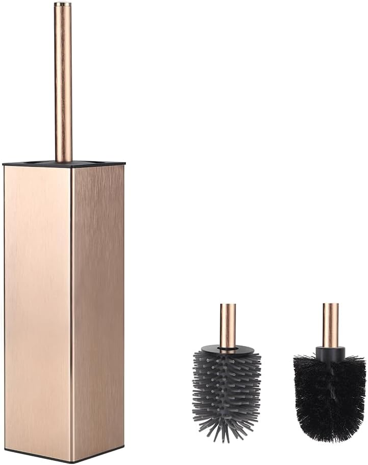 BGL Standing Toilet Brush and Holder Rose Gold Aluminium Toilet Bowl Cleaner Brush and Holder for
