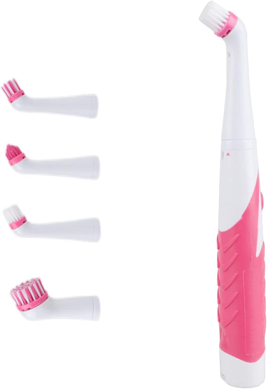 Electric Brush with 4-in-1 Multiple Brush Heads, Cordless Motorized Cleaning Brush for Bathroom