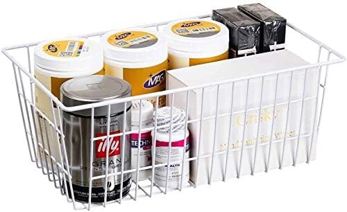 Slideep Freezer Baskets Farmhouse Organizer Storage Basket with Handles, Food Storage Bin for