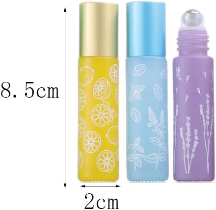 10 Pcs Purple Glass Essential Oil Roller Bottles, 10ml Refillable Roll-on Bottles with Stainless