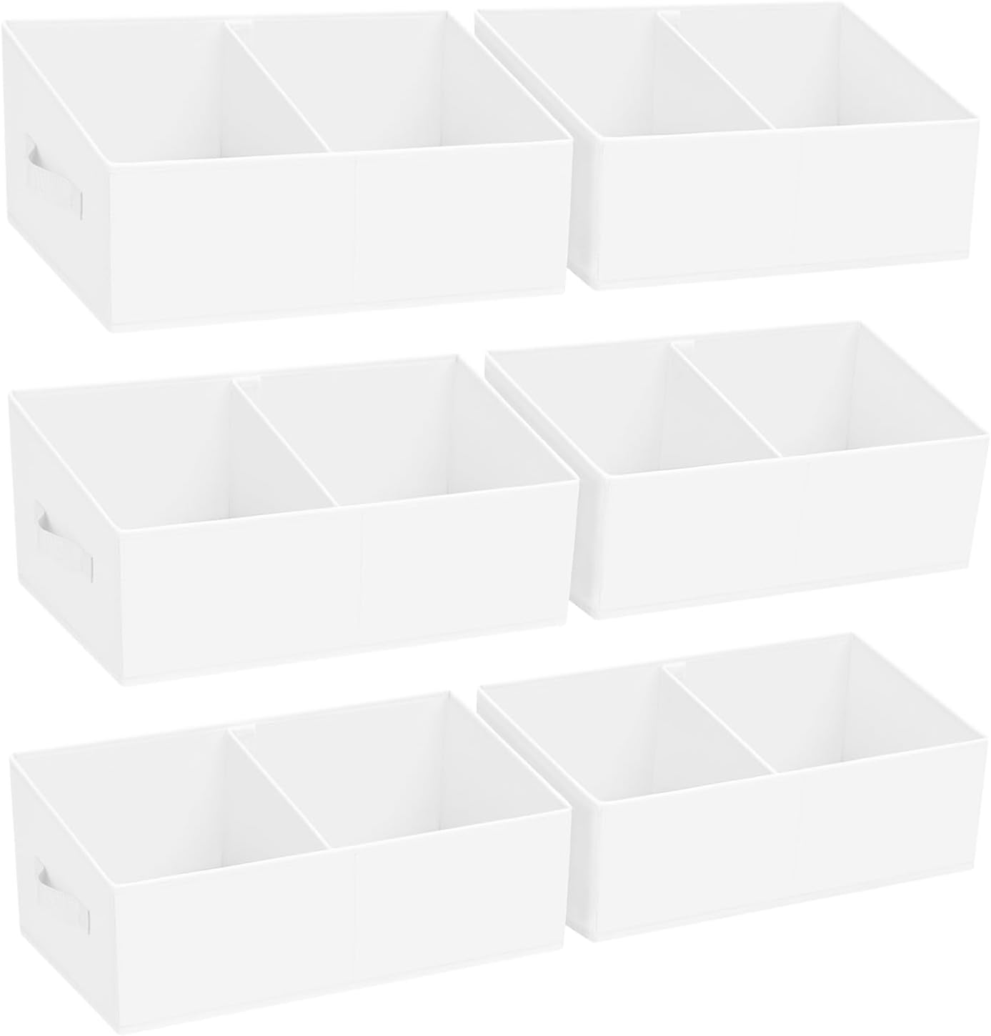 DIMJ Large Closet Shelf Organizer Bins 6 Packs with Handles and Divider, Fabric Trapezoid Storage