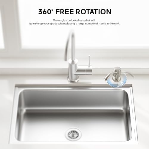 SAMODRA Built in Kitchen Sink Soap Dispenser (Brushed Nickel) with 12 oz Large PET Lotion Bottle