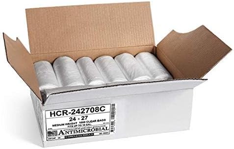 Aluf Plastics High Density Trash Bags, 12 Gallon, 1000 Count, 8 Micron (eq), 24" x 27", Clear, for