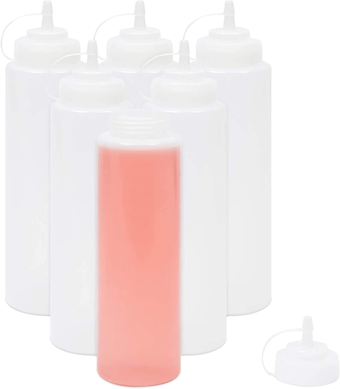 Juvale Condiment Squeeze Bottles for Sauces & Dressings - 29 Oz Clear Plastic 6-Pack - Leak-Proof