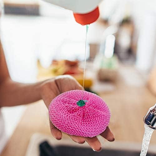 Blulu Plastic Dish Scrubbers for Dishes Pot Round Nylon Pad, Mesh Scouring Non Scratch Pads(Rainbow