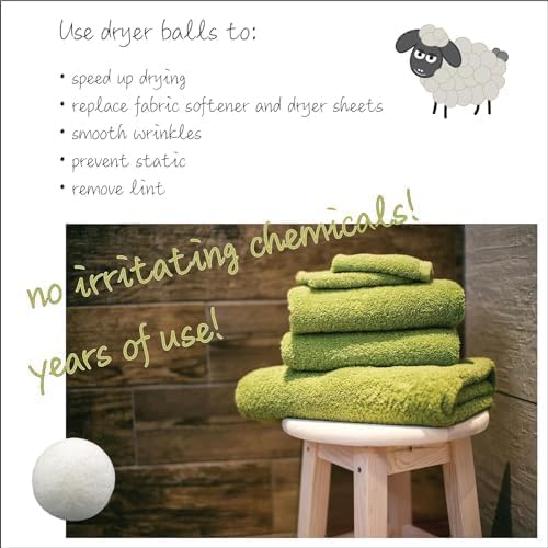 Three by Three Seattle Felt·Like·it!™ XL Wool Dryer Balls + Storage Bin: Reduce Drying Time, Static